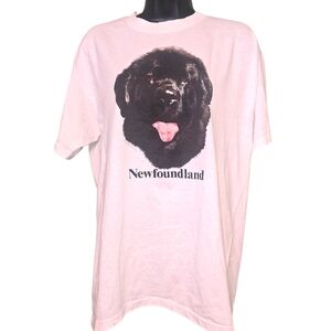 Vintage 90s Newfoundland Dog T Shirt Hanes USA Graphic Animal Tee Large